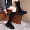 Winter Khaki Shoes for Women Faux Suede Boots Round Head Knee Boots Women Fashion Long Casual Women's Boots 2024 Botas Mujer