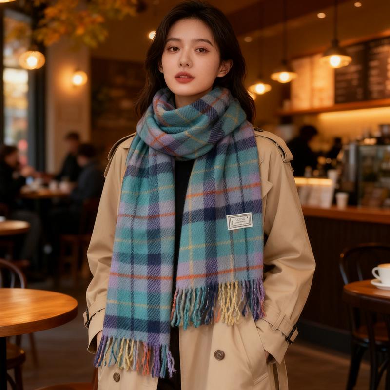 New British versatile plaid scarf Korean atmosphere women's autumn and winter imitation cashmere shawl jacquard scarf