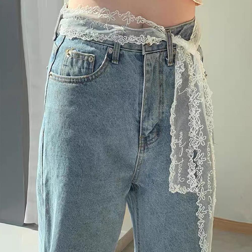 Elegant Bow Headband Pastoral Style Lace Hair Scarf Embroidery Ribbon Hair Strap Lace Long Strip Girls Sweet Tie Turban Ribbon