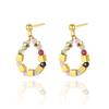 Natural Stone Beaded Spacer Square Dice Stud Earrings Titanium Steel Plated Real Gold Women'S French Retro Stainless Steel Earrings