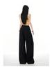 Minghai Spring Black High-Waist Wide-Leg Casual Women's Pants