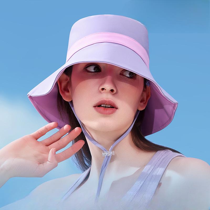 Sunscreen Fisherman Hat Girl with Ice Sensing Sun Hat Big Brim Showing Small Double Sided Hat Hat