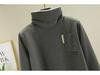 German Velvet Women's Half Turtleneck Pocket Top - Thick, Warm, Slimming, and Versatile Two-In-One for Autumn/Winter.