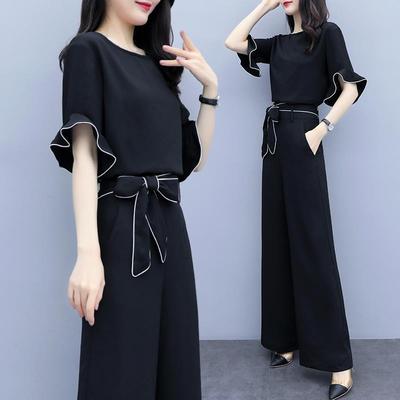 Casual High Waist Wide Leg Pants Set Women's Fashionable Stylish Two Piece Suit Summer