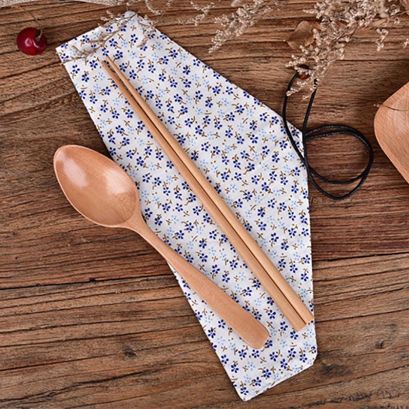 Portable Tableware Bag Japanese Printing Reusable Drink Straw Chopstick Cutlery Pouch Drawstring Bag Cutlery Bag For Spoon Fork