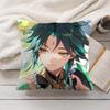 Xiao Genshin Impact Cute Cushion Cover Silky Short Plush Invisible Zipper Dustproof Sofa Pillow Case For Home Decor