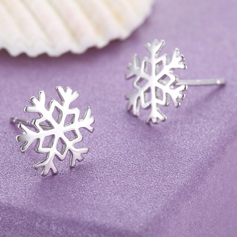Snowflake Stud Earrings - Korean Style Classic Love for Winter, Ideal Gift for Girlfriend's Birthday, Christmas, or New Year
