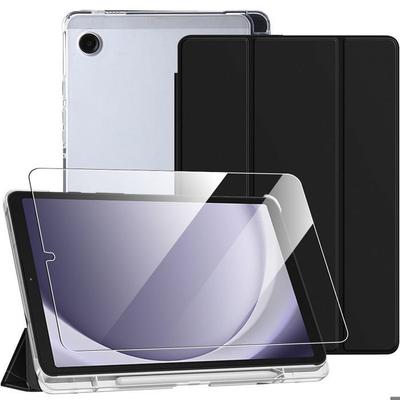 Case + Tempered Glass - BOOLING - for Samsung Galaxy Tab A9 / A11 - Shockproof - Pen Holder - Black