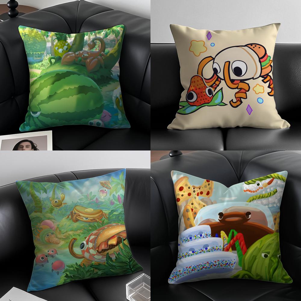 Cute Healing B-Bugsnax Game Cushion Cover Pillow Case Anti-Dustmite Invisible Zipper Silky Plush Cushion
