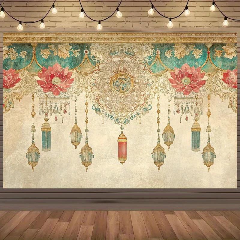 2D Flat, 1pc Indian Festival Backdrop Suitable for Diwali & Weddings - for Lotus DJH