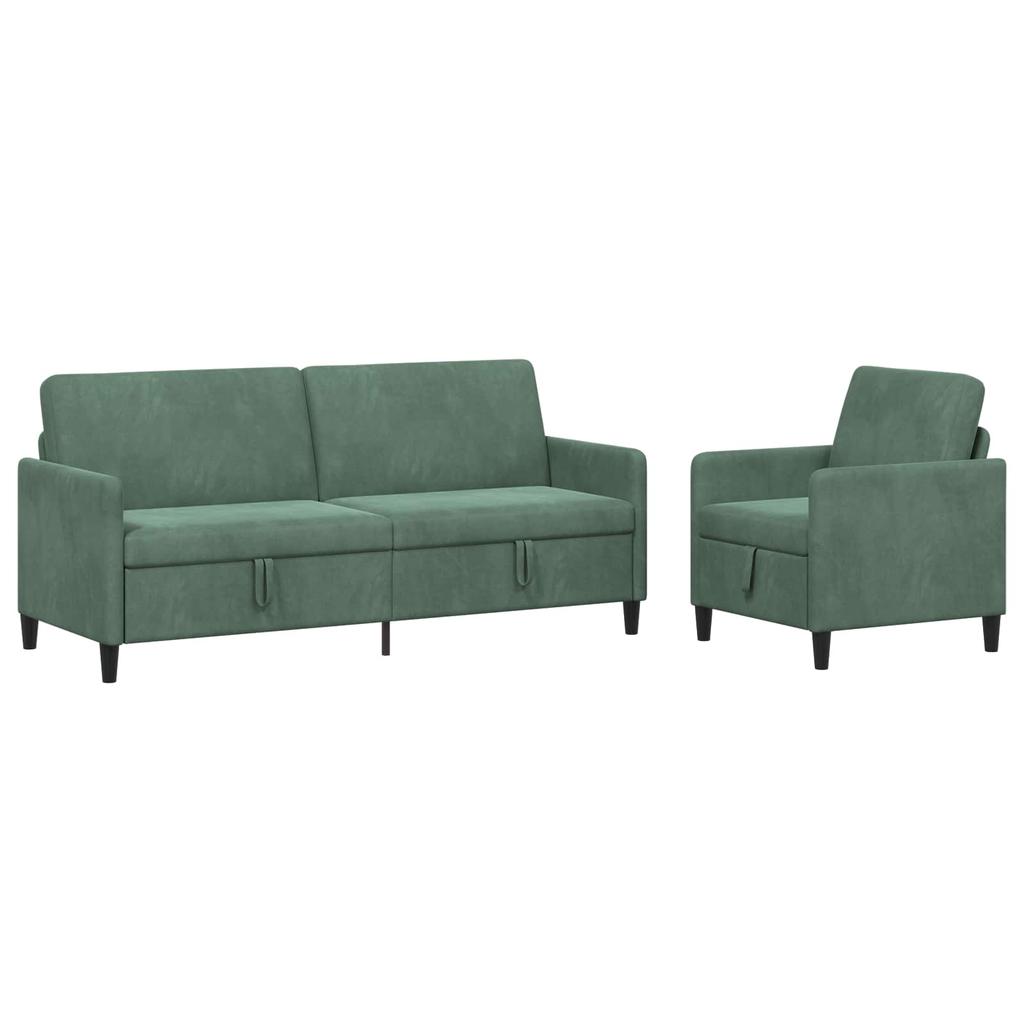 Sofa Set with Storage 2 Pcs Sea Green Polyester