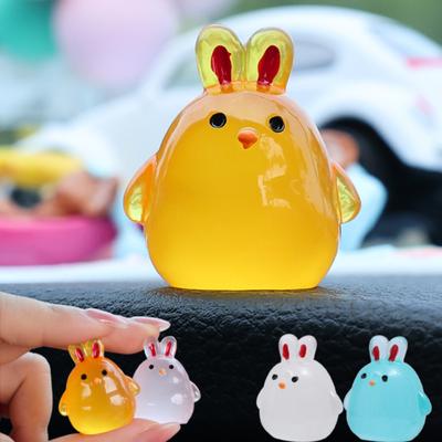Luminous Cartoon Bunny Car Ornaments Auto Dashboard Decoration Cute Rabbit Toy Gifts for Home Car Interior Styling Desktop Decor