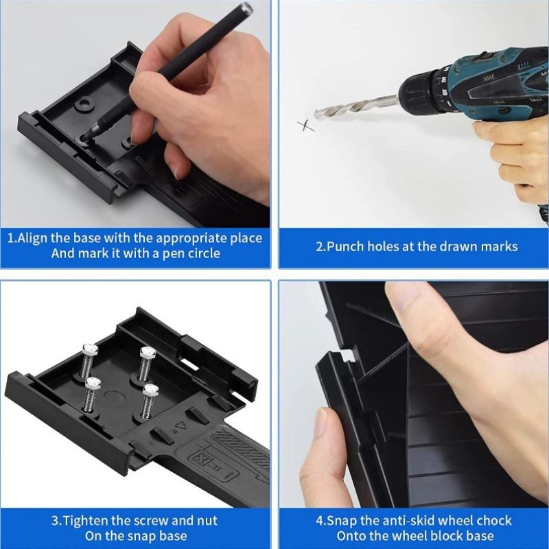 Wheel Chock Tire Support Pad Black Plastic Anti-Slip Tire Stopper Unviersal RV Trailer Wheel Stop Block Control Skid Resist