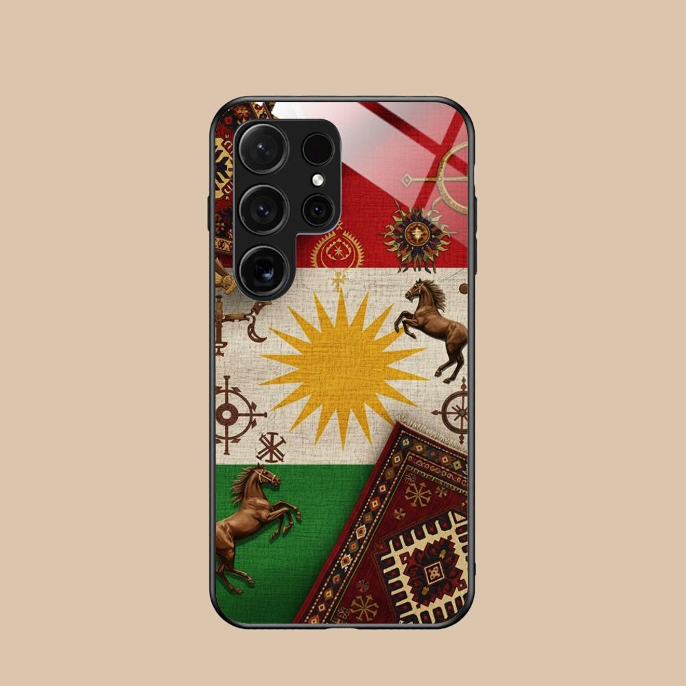 Kurdistan Flag Glass Mobile Phone Case for Samsung Galaxy A56 55 54 53 52 51 36 35 34 23 16 15 5G Colorful Cover