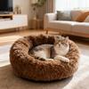 Round Pet Nest Bed Fuzzy Cat Bed Calming Donut Bed with Non-Slip Bottom Washable Fluffy Dog Bed for Small Medium Dogs And Cats