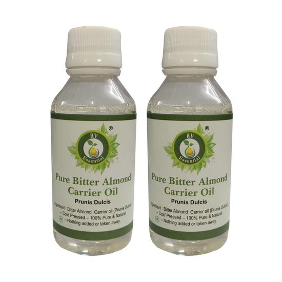 

R V Essential Чистое масло-основа горького миндаля (100мл+100мл) Упаковка из двух штук - Prunis Dulcis (100% Чистое и Натуральное Холодного Отжима)