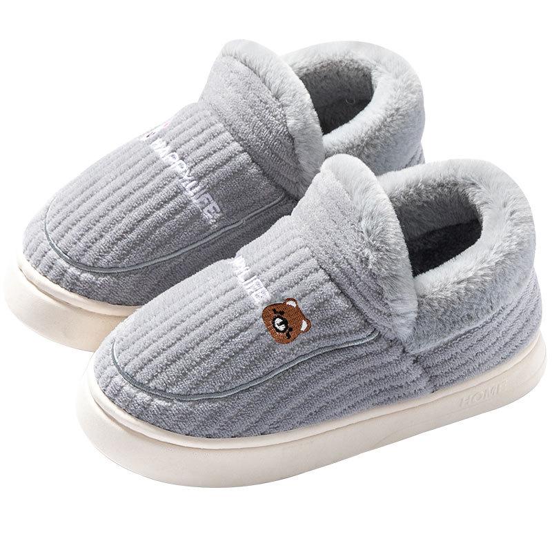 Men's and Women's Thickened Cotton Slippers: Fleece-Lined, Heel-Covering, Warm Indoor Shoes for Winter.