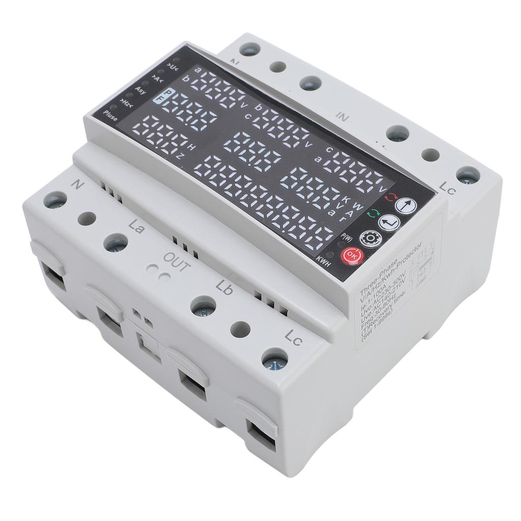 Voltage Protector, 100A 3 Phase Voltage Protective Device Multifunctional Current Protector Real Time Display High Measurement Accuracy Ove