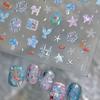 5D Starfish Fish Tail Small Fish Blue Bow Shell Silver Glitter Star Nail Art Stickers Ocean Fantasy Nail Decals Manicure