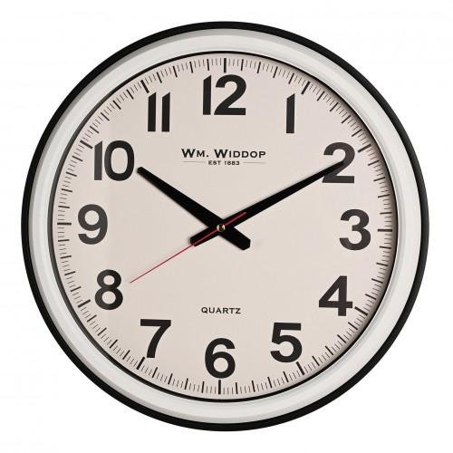 Wm Widdop Office Style White Cased Wall Clock 42cm