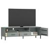 TV Stand OSLO with Metal Legs Grey Solid Pine Wood
