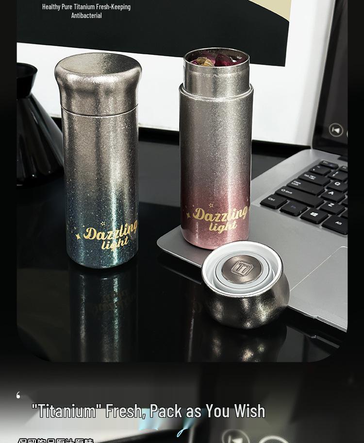 Compact Pure Titanium Tea Thermos for Girls – Stylish Pocket-Sized Cup