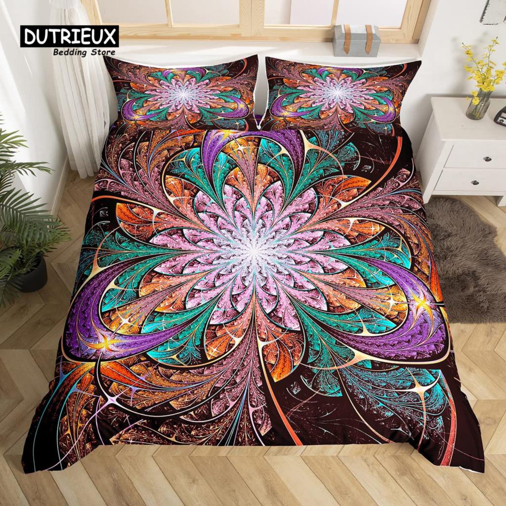 

Bohemian Mandala Duvet Cover Set, 3pcs Bedding Set, Soft Comfortable Breathable Duvet Cover, For Bedroom Guest Room Decor EU single(135x200cm)