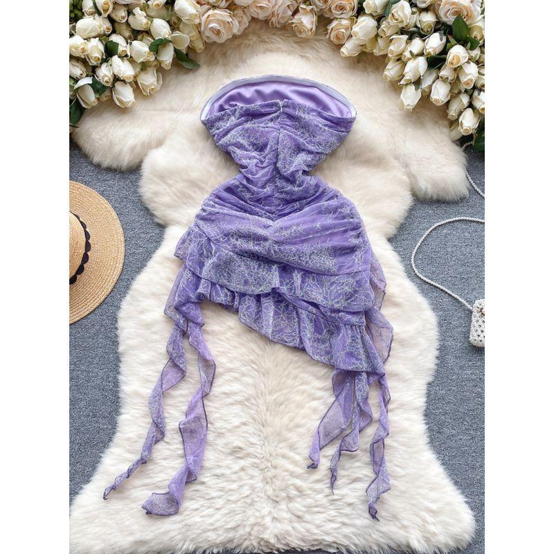 Fashion Sexy Short Asymmetrical Tube Top Dress