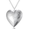 Collana con Ciondolo Medaglione a Cuore Inciso Placcato Argento con Portafoto per Donna