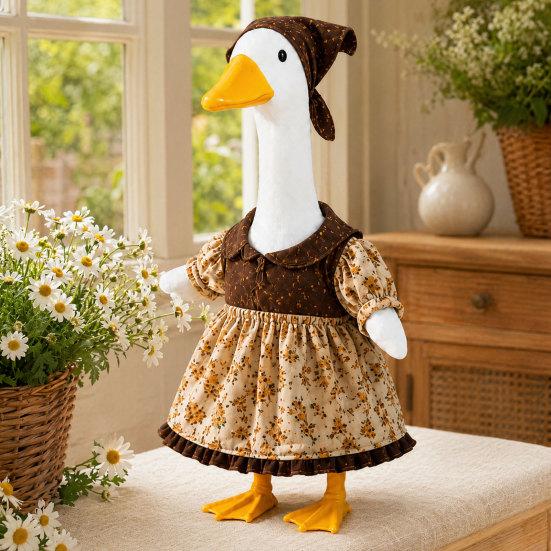 Jijijing Thanksgiving Porch Goose Outfit, Autumn Dress with Head Scarf for 23 Inch Statue, Outdoor Garden Yard Decor