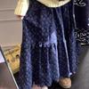 Douyin Purple Floral Retro High-Waisted Mid-Length Skirt - Autumn/Winter Slimming Cake Style