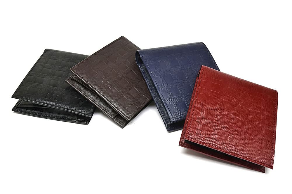 Daks Men's Checker Emboss Bifold Wallet, Navy