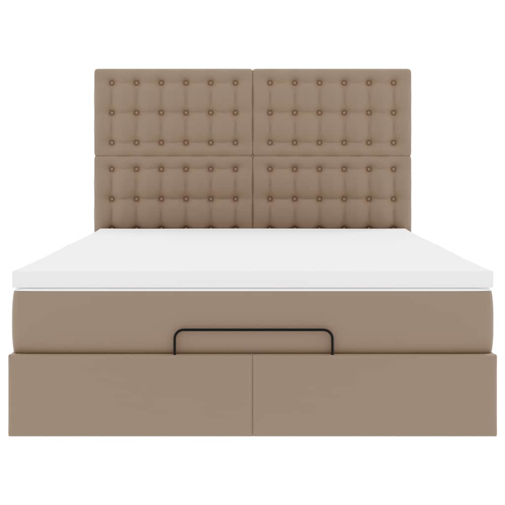 Ottoman Bed with Mattress Cappuccino Brown 140x200 cm Faux Leather