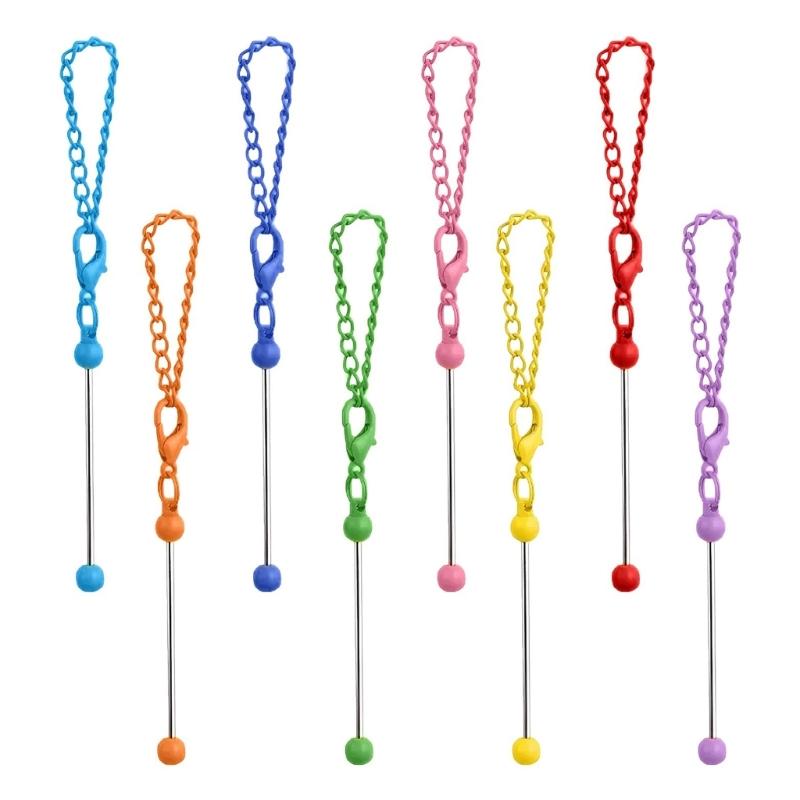 

8Pieces Colorful Beadable Keychain Pendant Keyring Decorations Accessory for Adult Student Christmas Stocking Fillers 1