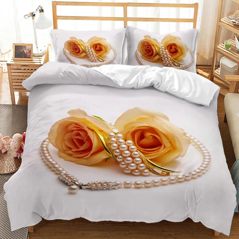 Rose Duvet Cover Red Rose Floral Wedding Twin Bedding Set Valentine's Day Gift For Lover Double Queen King Polyester Qulit Cover