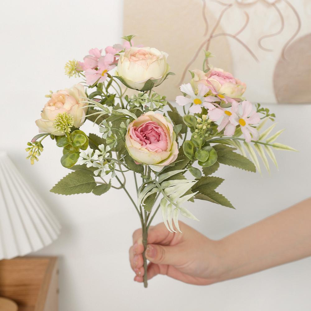 

1Pcs Red Artificial Flower Fake Flower Home Decor DIY Potted Plants bridal Bouquet Wedding Decoration Flower Wreath Accessories 1Pcs фиолетовый