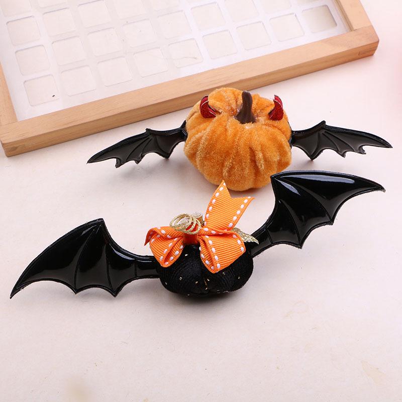 Halloween Hair Accessories DIY Kit: Quirky Bat & Pumpkin Cartoon Clips & Keychains