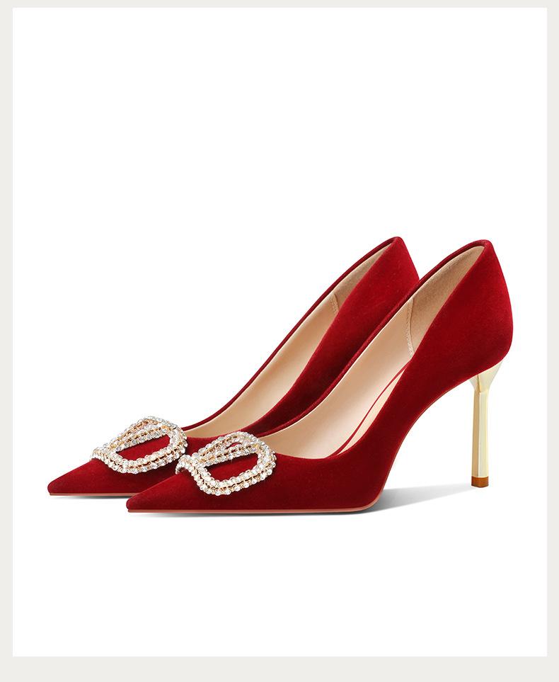 

Новые туфли на тонком каблуке бордового цвета для свадьбы, женские туфли невесты, туфли для платья Сюхэ, два варианта носки, туфли на высоком каблуке для тостов, не утомляют 40