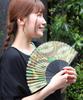 Titicaca Ethnic Print Folding Fan with Storage Japanese Clothing Free ZOSCBD7044 Women's Bag, Accessory, Size, Yellow,