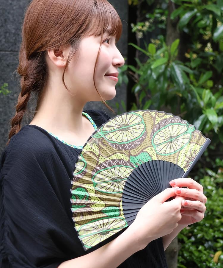 Titicaca Ethnic Print Folding Fan with Storage Japanese Clothing Free ZOSCBD7044 Women's Bag, Accessory, Size, Yellow,