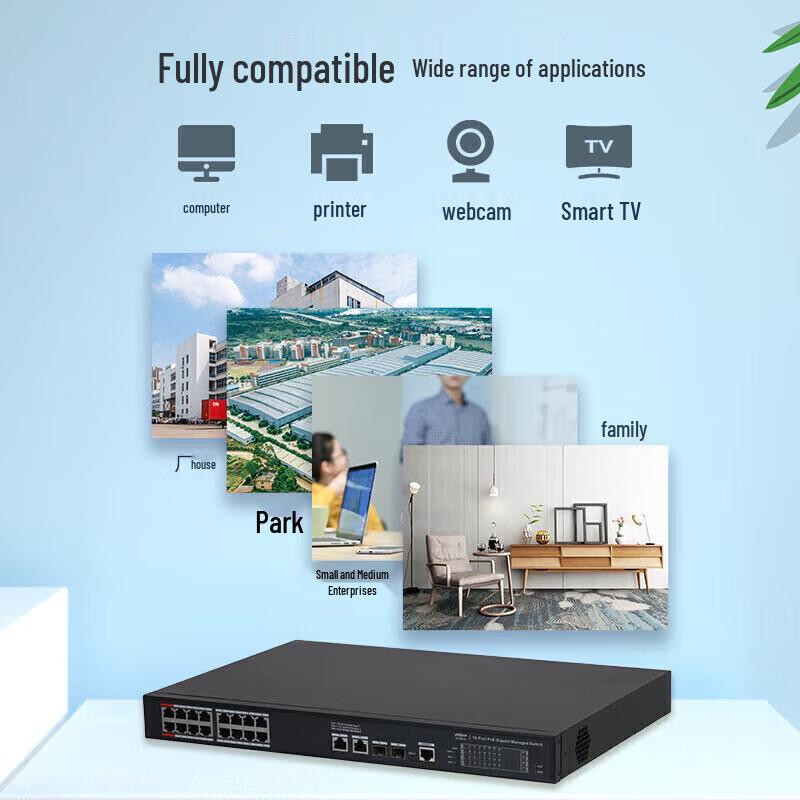 Dahua DH-S3101C-16GT2GT2GF-240 Managed PoE Switch CN Plug (adapter Included)