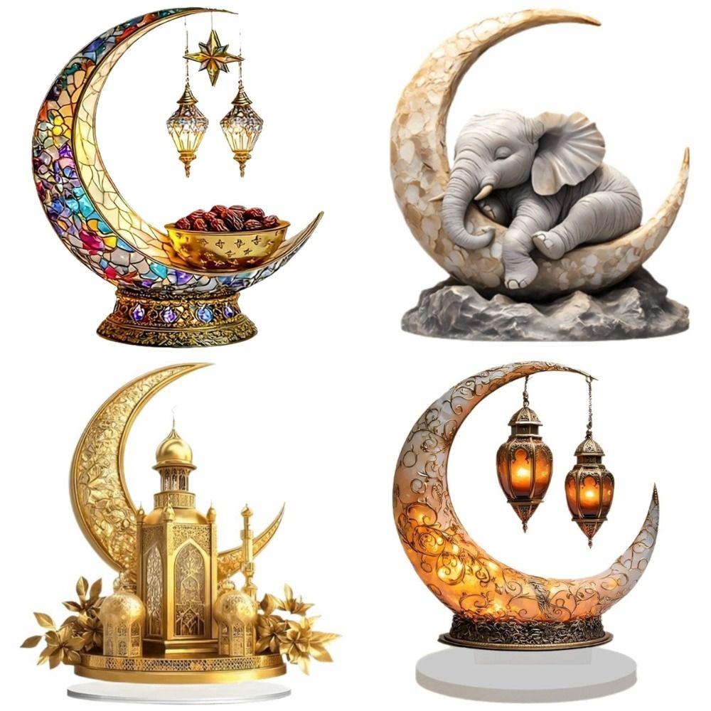 2D Design Islamic Desktop Ornament Elegant Crescent Ramadan Eid Decorations  for Home Decoration