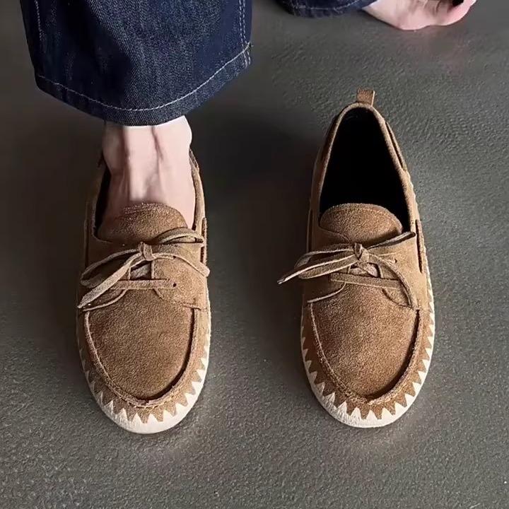 

Натуральная овчина~ Французский ретро темперамент простые, модные и удобные женские туфли на плоской подошве с круглым носком с неглубоким вырезом универсальные рыбки 39