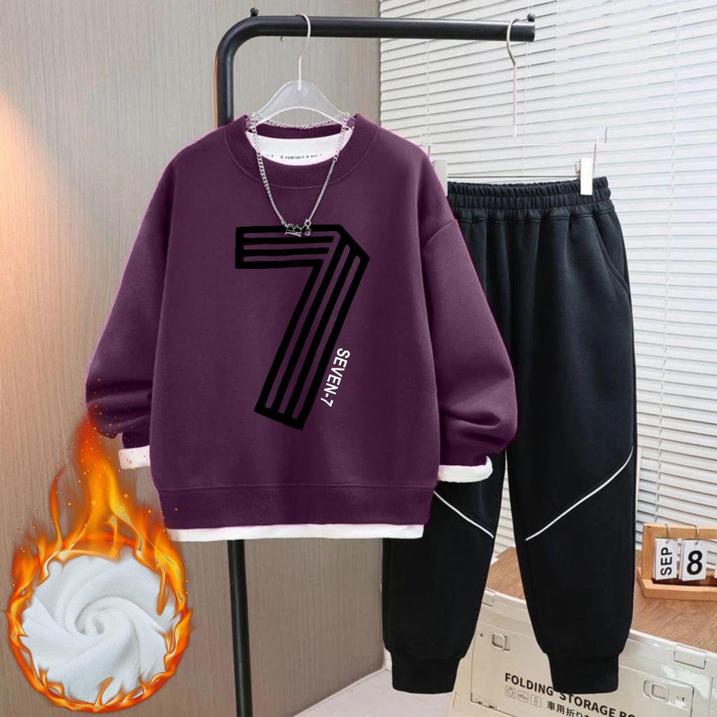 Boys' Autumn 2025 Basketball Sweatshirt Set - Two-Piece Casual Sportswear for Kids