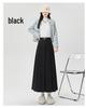 High-Waisted Coffee Wool Skirt for Women, Autumn-Winter Style, Pleated A-Line, Petite Fit, Mid-Length, Perfect Drape