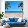 Tropischer Strand Palmenbaum Wandteppich Meereslandschaft Wandbehang Polyester Sommer Ästhetische Dekoration für Schlafzimmer Wohnzimmer Studentenwohnheim