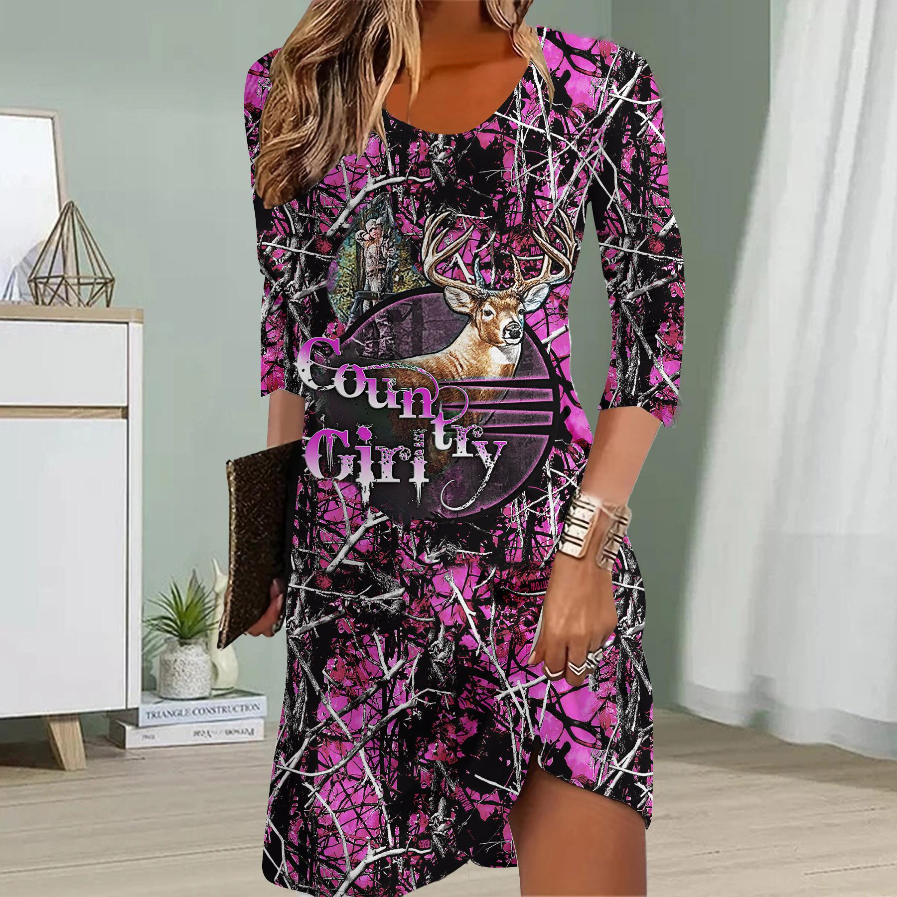 

Женское повседневное платье с принтом лося и оленя, осенние платья для женщин с круглым вырезом и короткими рукавами, платье больших размеров 8XL фиолетовый