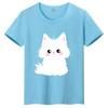 Kitten Pattern Printed Children's T-shirt Pure Cotton Round Neck Short Sleeved Breathable Sweat Absorbing Parent-child T-shirt