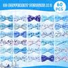 Sanwuta 60 Pcs Winter Collar Dog Bow Ties Bulk Dog Bowtie Accessories Puppy Bows Detachable Attachment Charms for Small Medium Large Dogs Cat Bows