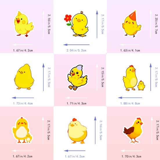 50Pcs Easter Chick Stickers Waterproof DIY Vinyl Art Decorative Graffiti Stickers Diverse Styles Cartoon Chicken Family Cute Decals for Water